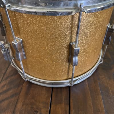 Vintage Ludwig Keystone Marching Snare 14x10 Keystone Marching Snare 1960s Gold Yellow Sparkle image 4