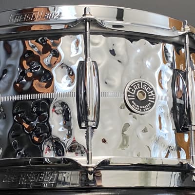 Gretsch GB4164HB 6.5x14" Brooklyn 10-lug Snare Drum - Hammered Chrome Over Brass image 5