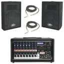Peavey PVI 8500 Pro Audio 8 Channel Powered 400 Watt Mixer with (2) 1/4" Cables & PVi 10 Speakers