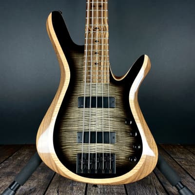 Kiesel Vanquish 5-String Bass, Flame Maple/Walnut/Zebrawood