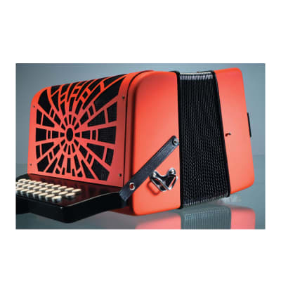 Hohner Compadre FBbEb Musica Tipica Series Accordion (Orange) - 12 Basses, 62 Notes, Standard Straps with Gig Bag image 2