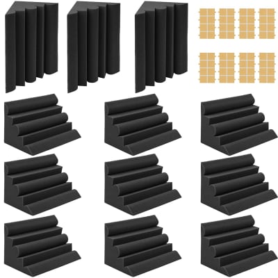12 Pack Set 7" X 7" X 12" Acoustic Foam Bass Traps Corner Studio Foam with Adhesive Tape image 1