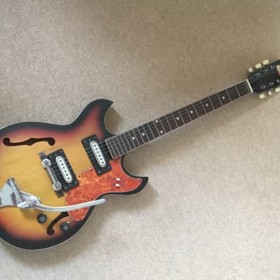 Teisco  Audition electric hollow  guitar, model 7004 ,   1970, tri colour Sunburst for sale