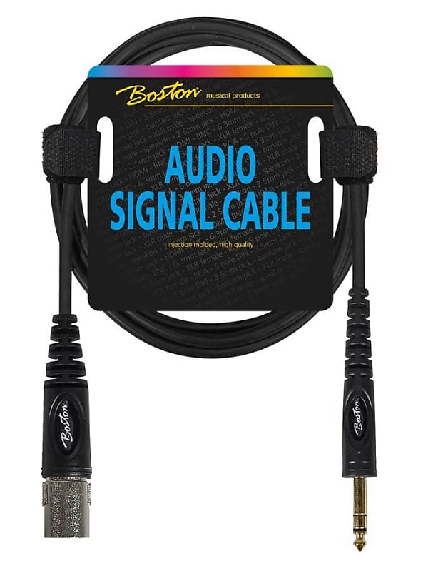 Boston Black 1/4 Inch Jack to Male XLR Microphone Cable - 3m image 1