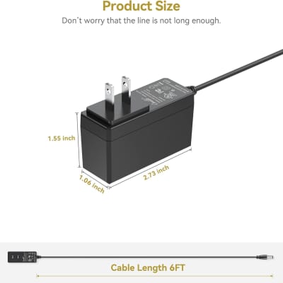 6FT UL Listed 12V Power Replacement for Yamaha PA-3C PSR-E360 PSR-E360MA PSR-EW310 PSR-E253 PSR-E263 PSR-E273 Charger Replacement AC Adapter for Digital Keyboard Piano