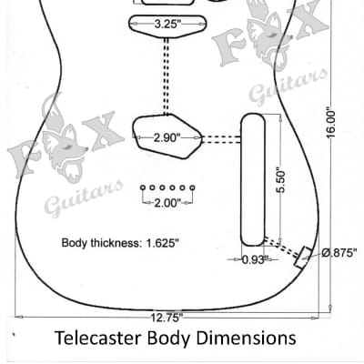 Fox Guitars Tele Style Guitar Body Alder Glossy Black image 5