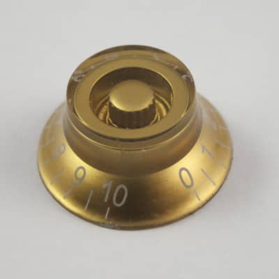 4 Gold Top Hat Bell Knobs fits Epiphone, Les Paul, SG, Casino guitars with 18 spline metric Pots