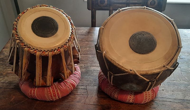 Professional Indian Tabla Drums 1950s Teak and Copper image 1