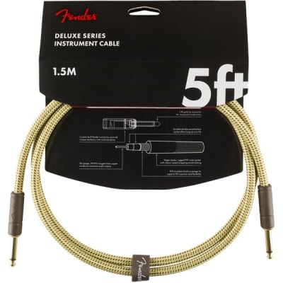 Fender Deluxe Instrument Patch Cable, 1.5m/5ft, Tweed for sale