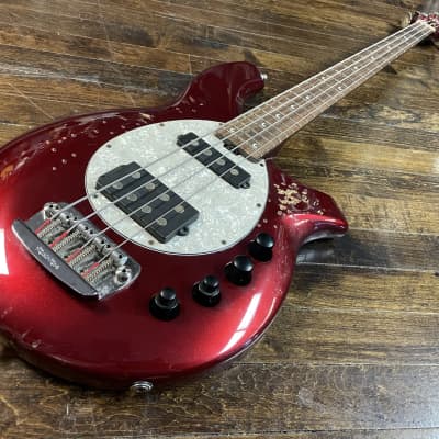 2004 Ernie Ball Music Man Bongo 4 HS Electric Bass Candy Red Active Pickups w/ OHSC image 5