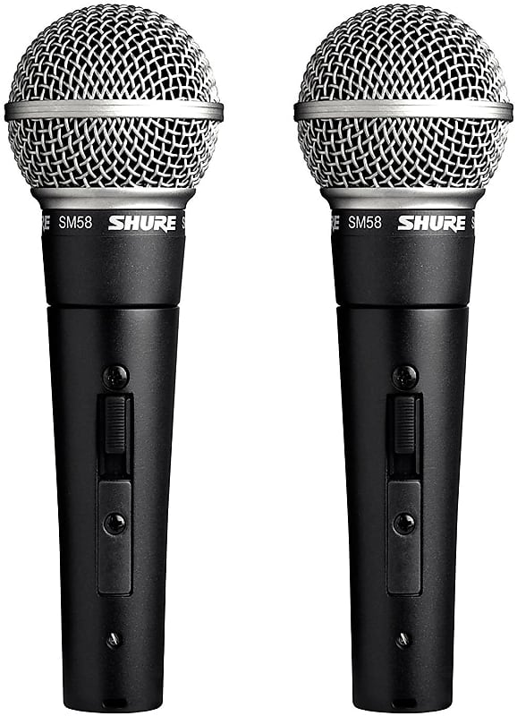 Shure SM58S 2 Pack Bundle Professional Vocal Microphone w/On/Off