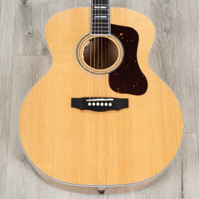 Guild Guitars F-55E Jumbo Acoustic-Electric Guitar, Flame Maple Back & Sides, Natural image 1