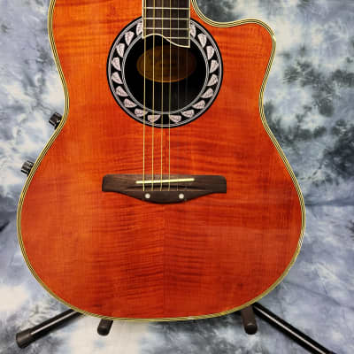 Immagine 1999 Stafford SE 350 Shallow Back Ovation Style Acoustic Electric Guitar Flamey TopJapan Pro Setup Gigbag - 2
