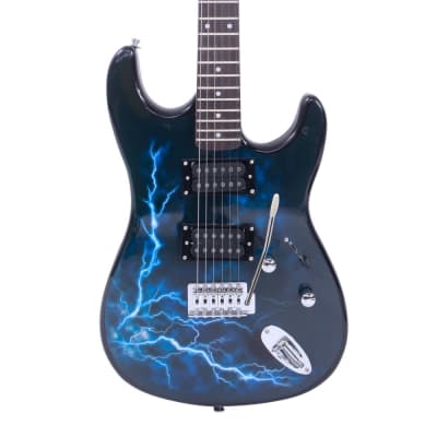 Glarry GST-E Electric Guitar Full Size Rosewood Fingerboard HH Pick-up Back Black image 3