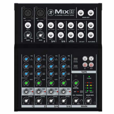 Mackie Mix8 8-Channel 3-Band EQ Compact Studio Live Mixer image 1