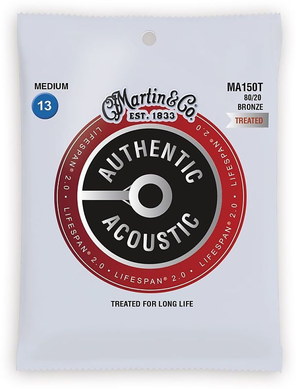 Martin MA150T Authentic Acoustic Lifespan 2.0 Medium Strings 13-56 image 1