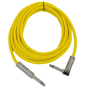 Seismic Audio SAGC10R-YELLOW Right Angle to Straight 1/4" TS Guitar/Instrument Cable - 10'