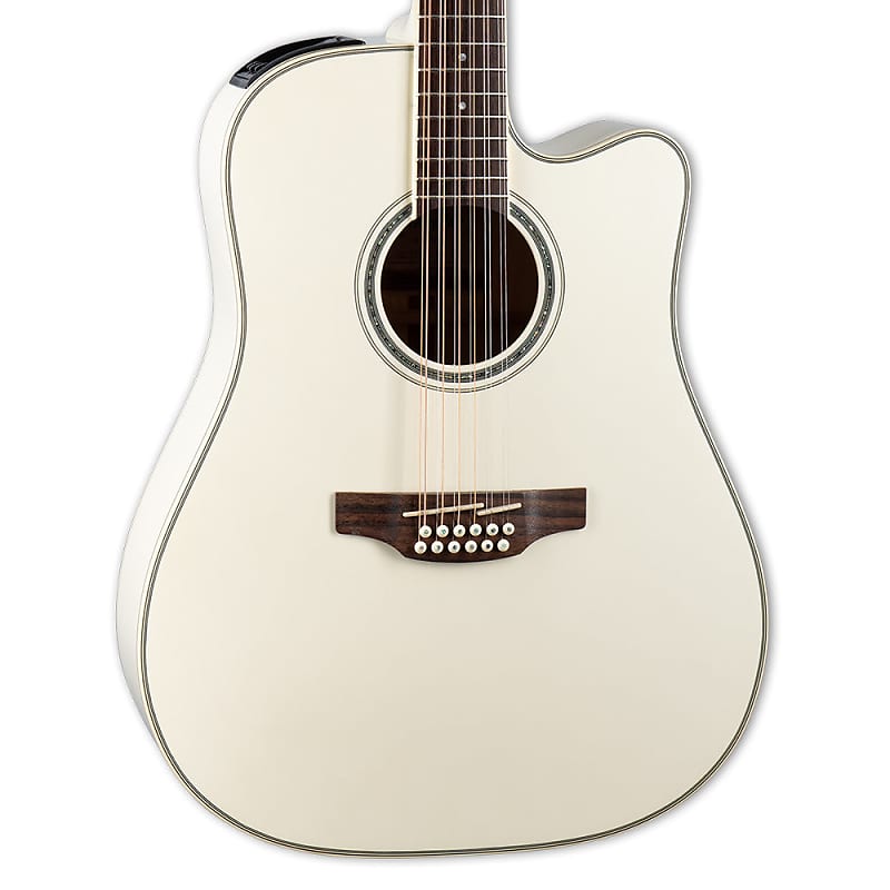 Takamine 12-String Dreadnought Cutaway Acoustic-Electric Guitar - Gloss Pearl White - Gold Hardware - TP-3G Electronics image 1