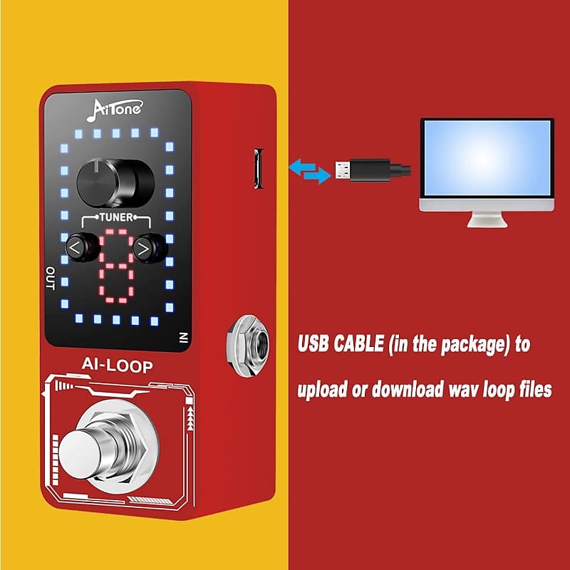 Looper Pedal Guitar Tuner 9 Loops 40 Minutes Recording Time