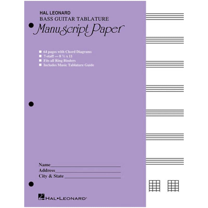 Hal Leonard Bass Guitar Tablature Manuscript Paper, Purple Cover image 1