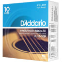D'Addario EJ16 Phosphor Bronze Acoustic Guitar Strings Set, Light, 12-53 Gauge, 10-Pack
