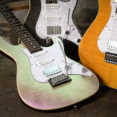 Cort G280 Select Trans Chameleon Purple SSH HSS Electric Guitar Flame Maple Top image 2