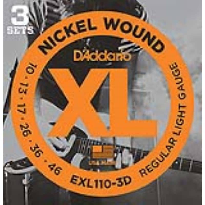 D'Addario EXL110 3D Nickel Wound Electric, Regular/Light, 10-46, 3 Pack image 1