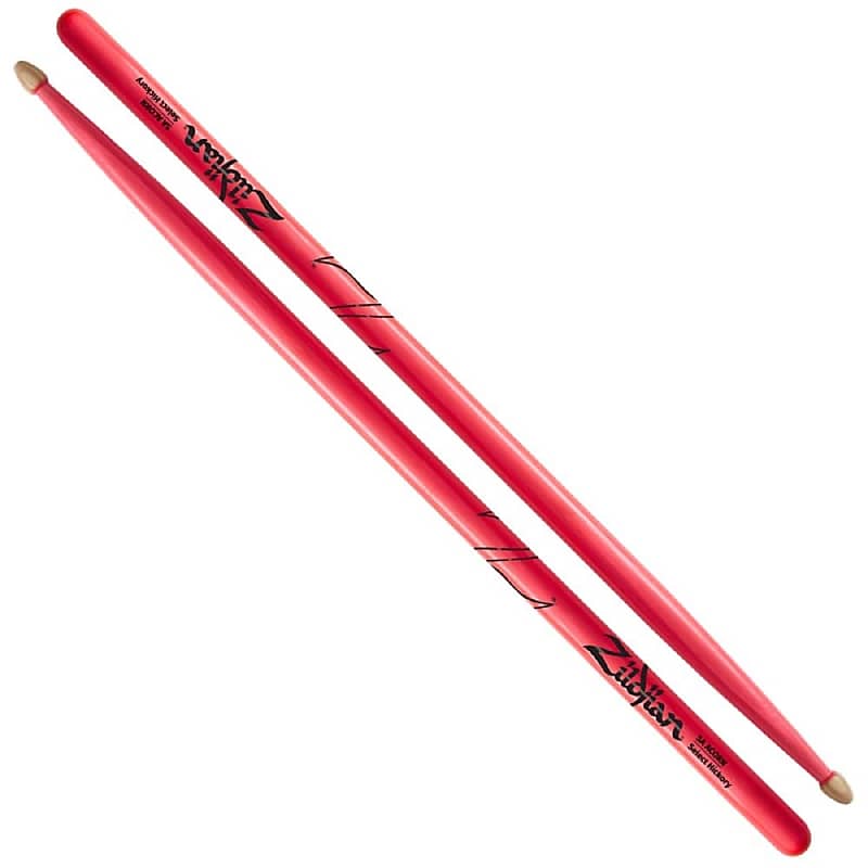 Zildjian 5A Acorn Wood Neon Pink Drum Sticks image 1