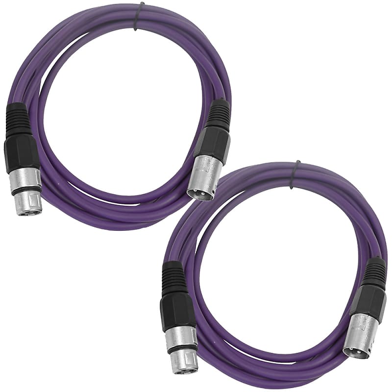 2 Pack of XLR Patch Cables 6 Foot Extension Cords Jumper - Purple and Purple image 1