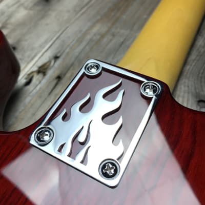 Icon Plates Flame Neck Plate For Bolt On Neck Guitar or Bass - Chrome Finish image 2