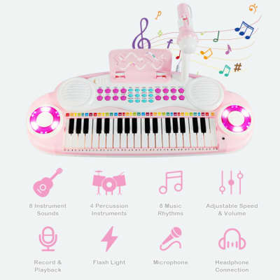 Other Multifunctional 37 Electric Keyboard Piano with Microphone 2023 - Light Pink image 6