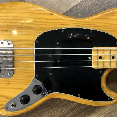 1976 Fender Mustang Bass Natural Gloss Finish Short-Scale Electric Bass Guitar with Hardshell Case image 1