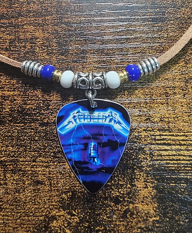 Handmade Metallica Ride The Lightning Aluminum Guitar Pick Necklace