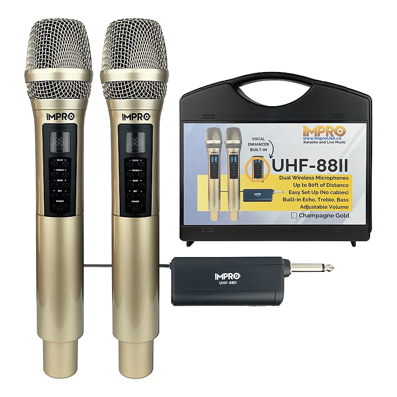 UHF Dual Wireless Microphone System Performance Vocal Mics with Carrying  Case