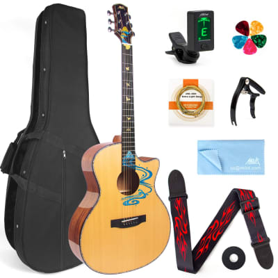 ADM Classical Nylon Strings Acoustic Guitar 39 inch Full Size Classic Guitarra Starter Bundle for Adults with Free Lessons, Gig Bag, E-Tuner, Hanger