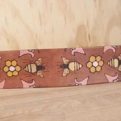 Ukulele Strap - Meadow pattern with bees and flowers by Moxie & Oliver image 2