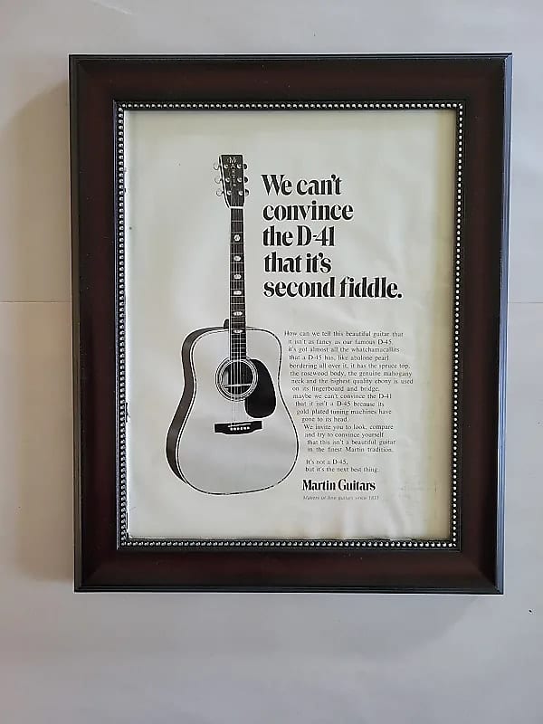 1969 Martin Guitars Promotional Ad Framed Brazillian Rosewood D-41 Original Rare image 1