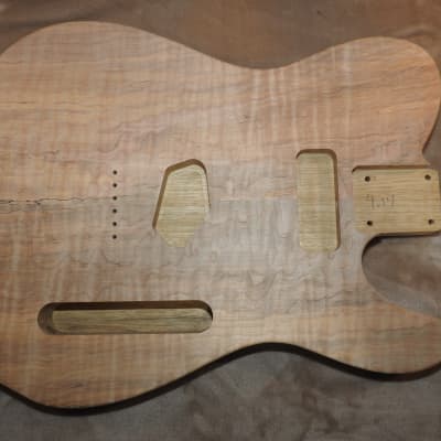 Unfinished 2 Piece Quarter Sewn Limba Telecaster Body Spalted Figured Flame Maple Top 4lbs 14oz! image 4