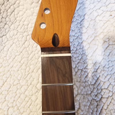 Roasted,USA made Vintage Nitro neck,Walnut insert,Rounded edges,NO fret tangs,Made for a Tele body.# MWNT-R1. "You never felt frets like this." image 6