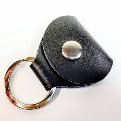 Guitar Pick Keychain - Guitar Pick Holder- Black Genuine Leather with Metal Snap - Holds up to 10 G image 6