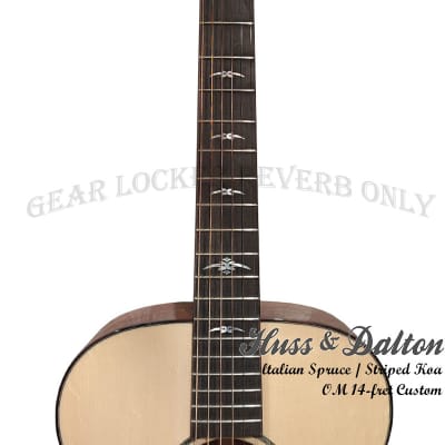 Huss & Dalton OM Custom Italian straight-gained Spruce & Striped Koa handcrafted 14-fret guitar 5822 image 11