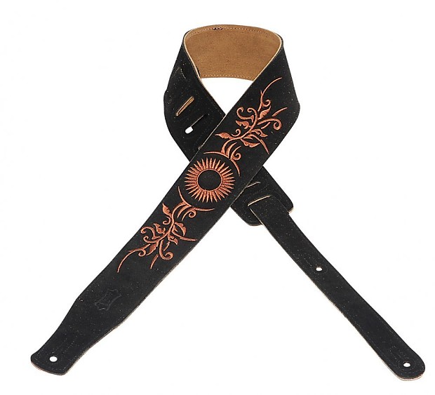 Levy's MS26E-005 Hand Brushed Suede 2.5" Guitar Strap w/ Embroidery image 1