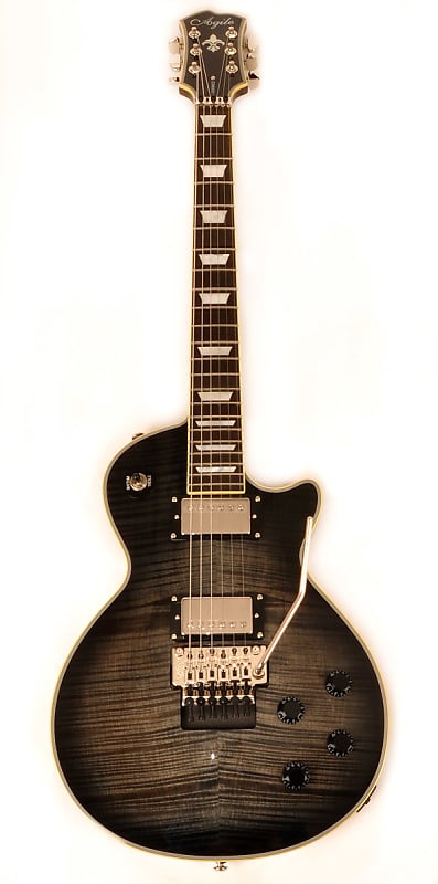 Agile AL-3200MCC Multi-Radius Black Flame Electric Guitar with Binding and  Floyd Rose Bridge