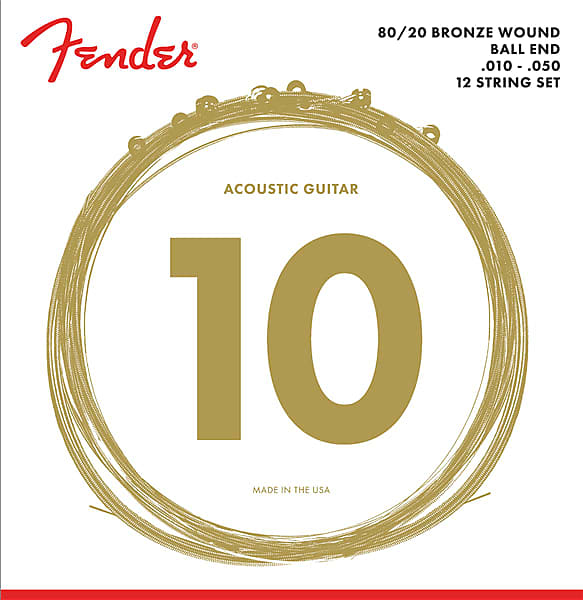 Fender 70-12L 80/20 Bronze Ball End Acoustic Guitar Strings - .010-.050 Light 12 image 1