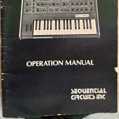 Genuine Original OWNERS MANUAL for the Sequential Circuits PRO ONE Synthesizer