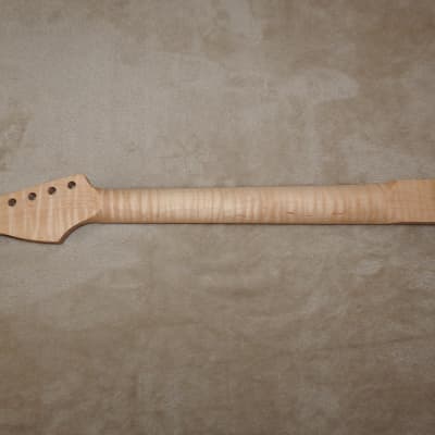 Unfinished Strat Style Neck Lacewood Curly on Flame Maple Strat 24.75 Conversion Neck 21 M/J Frets image 6