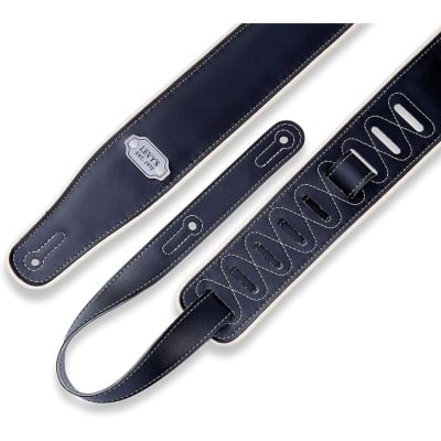 Levy's Leathers 2 3/4" Wide Black / Grey Vinyl Guitar Strap (M26VCPBLK_GRY) image 2