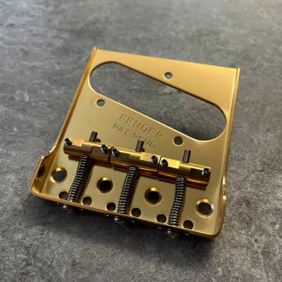 Fender Telecaster Bridge Cut Down Sides, Brass Saddles! Gold image 5