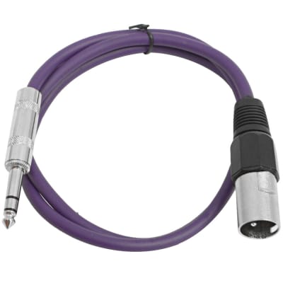 SEISMIC AUDIO Purple 1/4" TRS - XLR Male 3' Patch Cable image 1