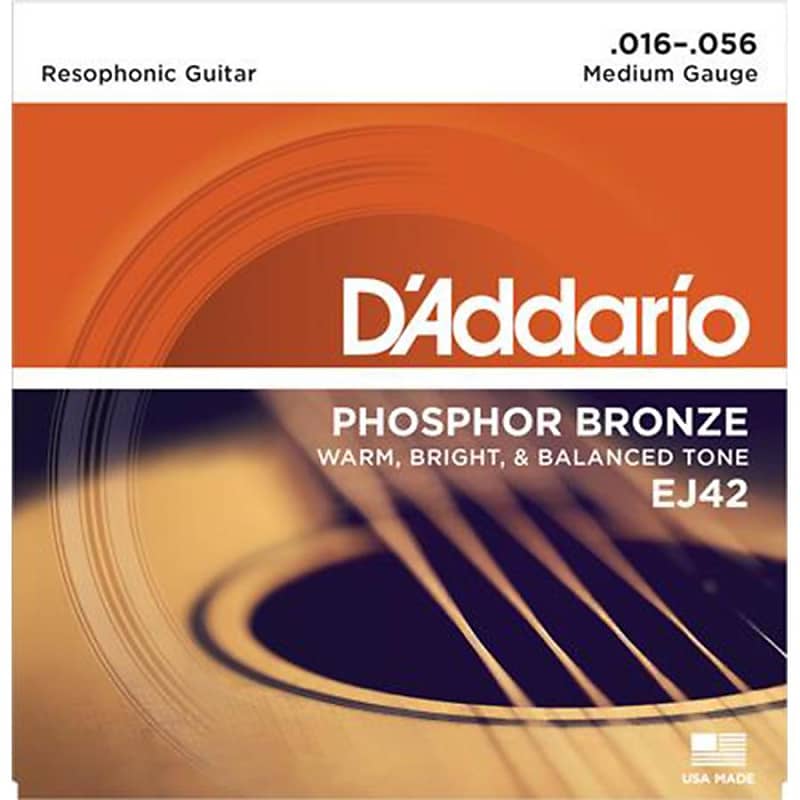 D'Addario EJ42  Phosphor Bronze Resophonic Guitar Strings -16-56 image 1
